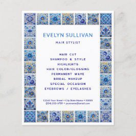 Folheto de azulejos mediterrânico azul