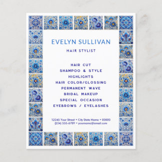 Folheto de azulejos mediterrânico azul