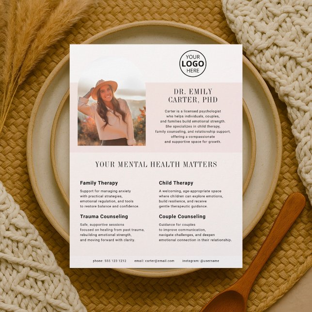 Folheto de Blush do Logotipo da Terapia Psicológic (Criador carregado)