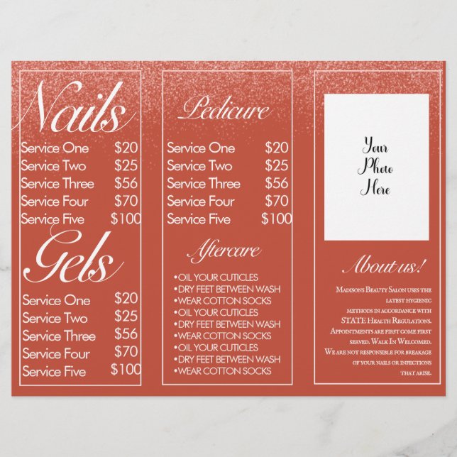 Folheto de Brochura de Sessão de Serviços de Unhas (Frente)