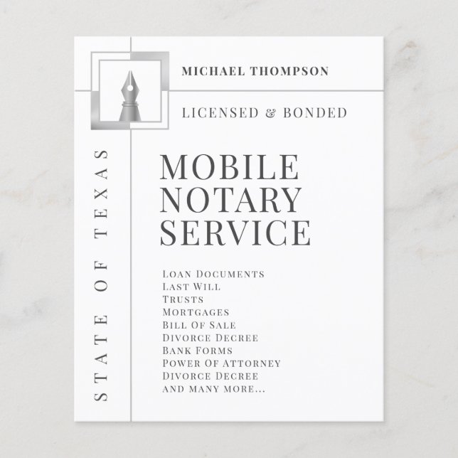 Folheto de caneta de tinta branca e prateada elega (Frente)