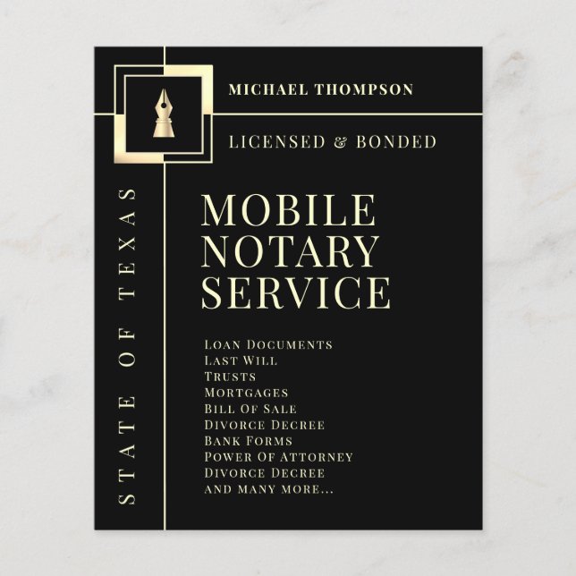 Folheto de caneta de tinta de ouro elegante (Frente)