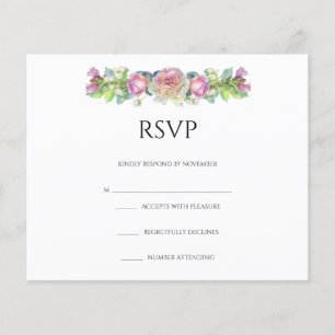 Folheto de Cartão RSVP de Casamento Floral