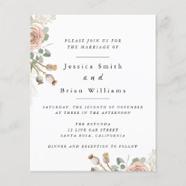 Folheto de Casamento de Rosa de Aquarela