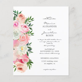 Folheto de Casamento Floral Cor-de-Rosa e Branco