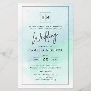 Folheto de Casamento Formal de Teal All-in-1 do OR
