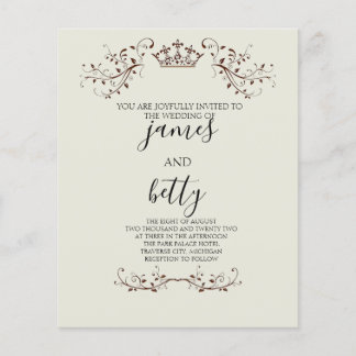 Folheto de Casamento Minimalista Simples Coroa de