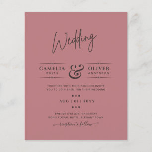 Folheto de Casamento Monocromático Dusty Rosa