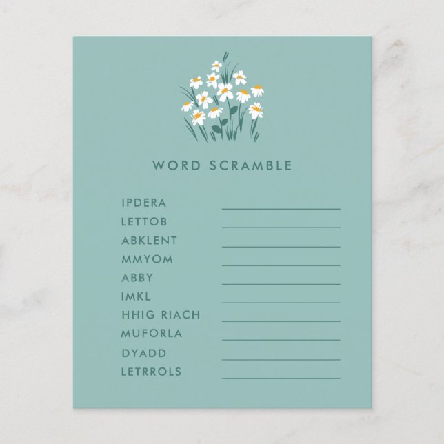 Folheto de chá de fraldas floral azul (Frente)