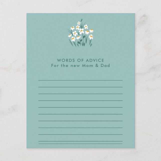 Folheto de chá de fraldas floral azul (Frente)