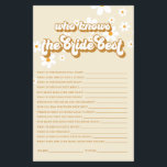 Folheto de chá de panela de Daisy Retro<br><div class="desc">Quem conhece o melhor jogo de Chás de panela da Noiva. Design de margarida retrô.</div>