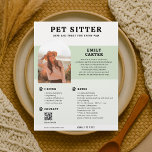 Folheto de Código QR do Sage Fotográfico Pet Sitte<br><div class="desc">Este folheto profissionalmente trabalhado é projetado para compositores de animais de estimação que querem se conectar com pais de animais de estimação de uma forma quente e profissional. No topo, faça uma impressão duradoura com seu nome comercial em negrito retro serif font e seu slogan personalizado abaixo — definindo o...</div>