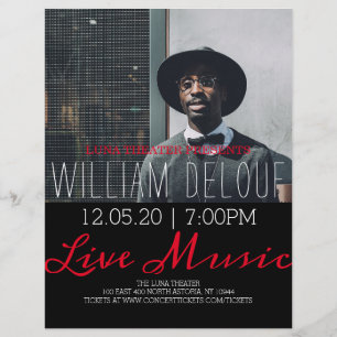 Folheto de concertos de música ao vivo