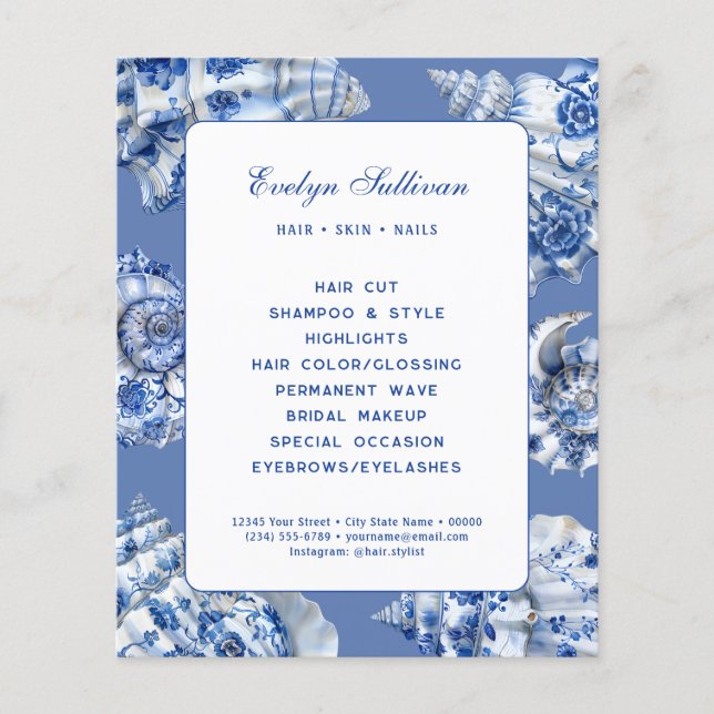 Folheto de conchas azuis oceânicas (Frente)