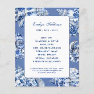 Folheto de conchas azuis oceânicas