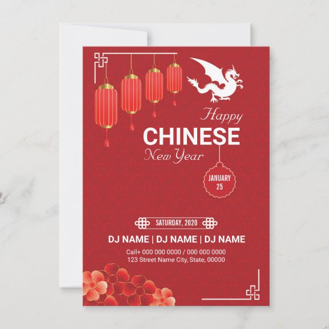 Folheto de Convite de festas de Ano Novo Chinês (Frente)
