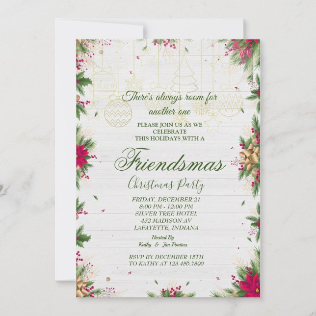 Folheto de Convite de festas de Natal Friendsmas (Frente)