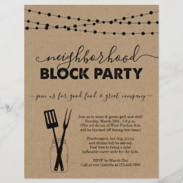 Folheto de Convite de festas do Bloco de Vizinhanç