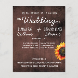 Folheto de Convite para Casamento de Girassol Cast