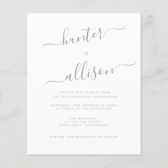 Folheto de Convite para Casamento de Orçamento (Frente)