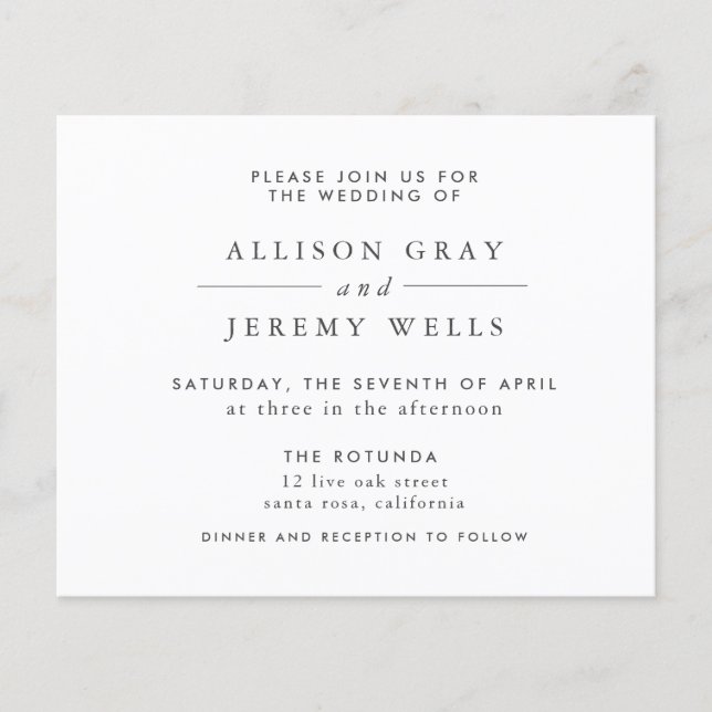 Folheto de Convite para Casamento de Orçamento (Frente)