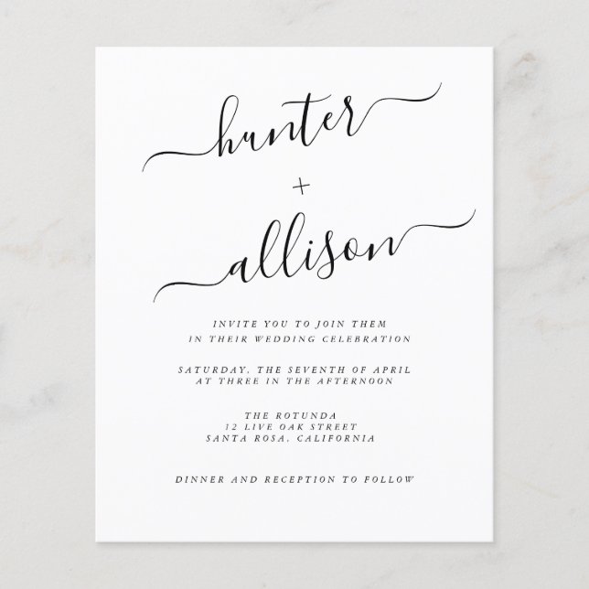 Folheto de Convite para Casamento de Orçamento (Frente)