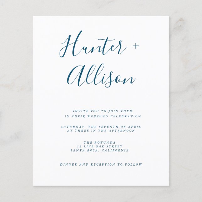 Folheto de Convite para Casamento de Orçamento (Frente)