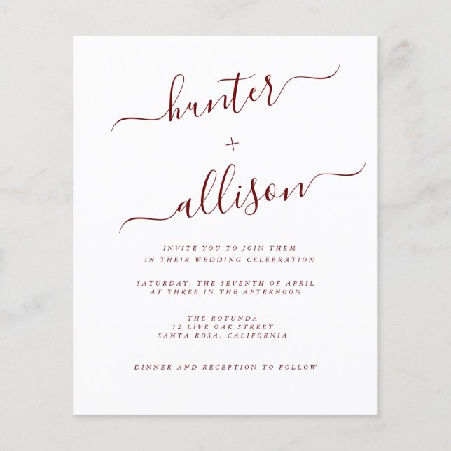 Folheto de Convite para Casamento de Orçamento (Frente)