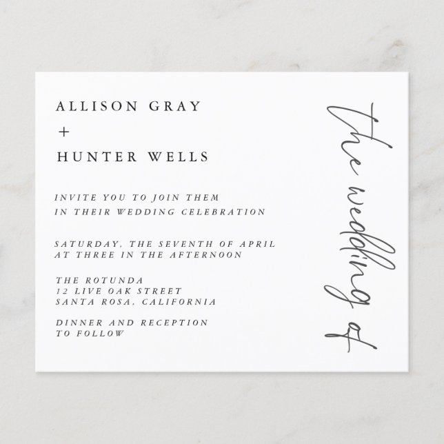 Folheto de Convite para Casamento de Orçamento (Frente)