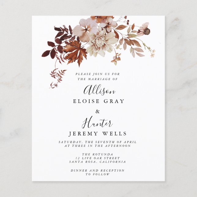 Folheto de Convite para Casamento de outono de Orç (Frente)