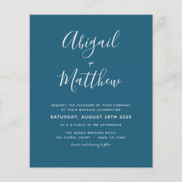 Folheto de Convite para Casamento Simples de Teal 