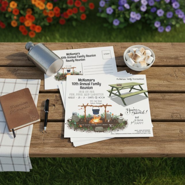 Folheto de Convite para Reunião Familiar Amigável  (Budget Friendly Family Reunion Invitation Flyer)