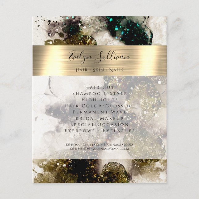 Folheto de cor verde-esmeralda-oliva (Frente)