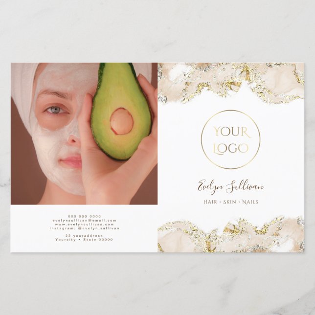 Folheto de design de borbulhamento bege (Frente)