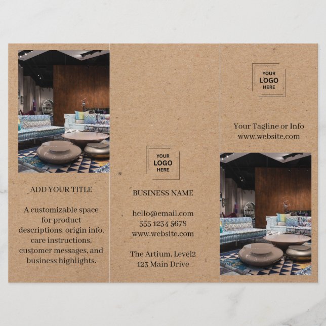 Folheto de Design de Negócios de Foto Kraft Rústic (Frente)