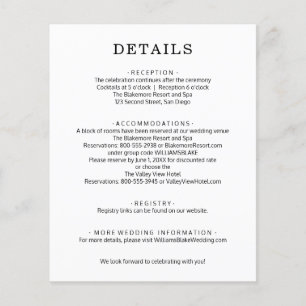 Folheto de Detalhes de Casamento Simples