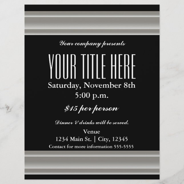 Folheto de Elegância Silver Glamor de Eventos Post (Frente)