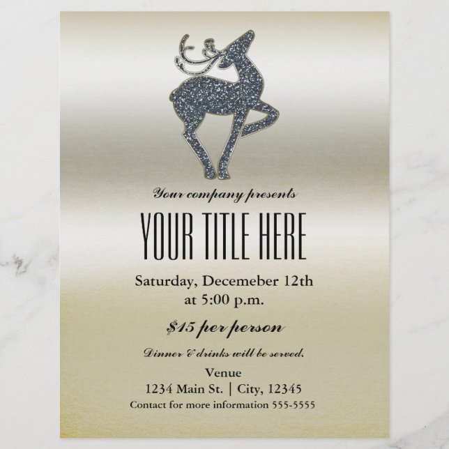 Folheto de Eventos de Feriado de Reindeer de Natal (Frente)