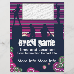 Folheto de eventos de música com DJs e Dançarinos