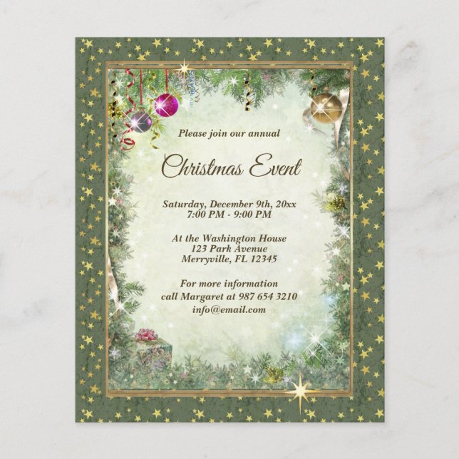 Folheto de eventos de Natal com seu texto (Frente)