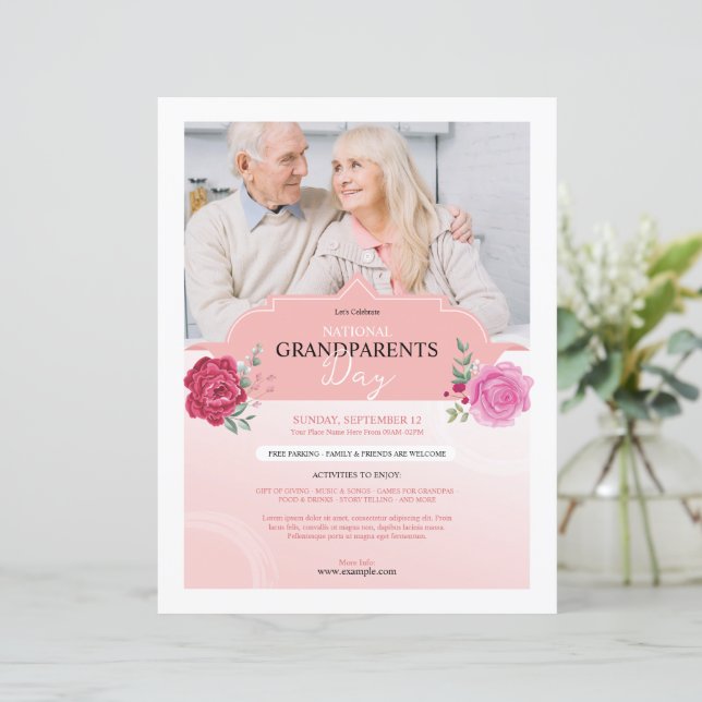Folheto de Eventos do Dia dos Avós (Em pé/Frente)
