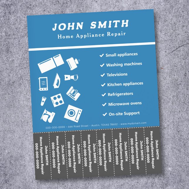 Folheto de faixas de remoção do reparo do aparelho (Home Appliance Repair Tear Off Strips Flyer)