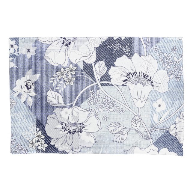 Folheto de flores de Denim, padrão perfeito. (Frente)