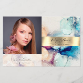 Folheto de folha de ouro de cor aquosa azul