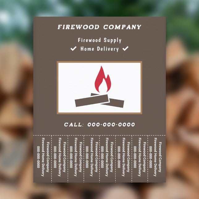 Folheto de Fornecimento de Madeira de Fogo (Firewood Supply Tear Off Strips Flyer)