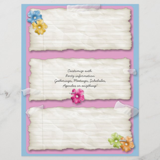 Folheto de hibisco de papel rasgado personalizável (Frente)