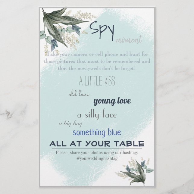 Folheto de Jogo de Casamento de Spy Bridal (Frente)