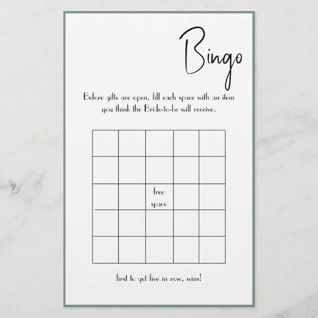 Folheto de jogos do Chá Bingo (Frente)