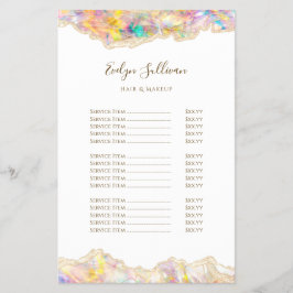 Folheto de lista de preços de design Opal