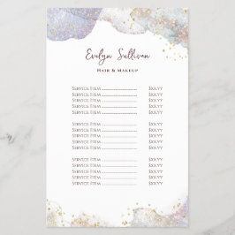 folheto de lista de preços de formas de aquarela g